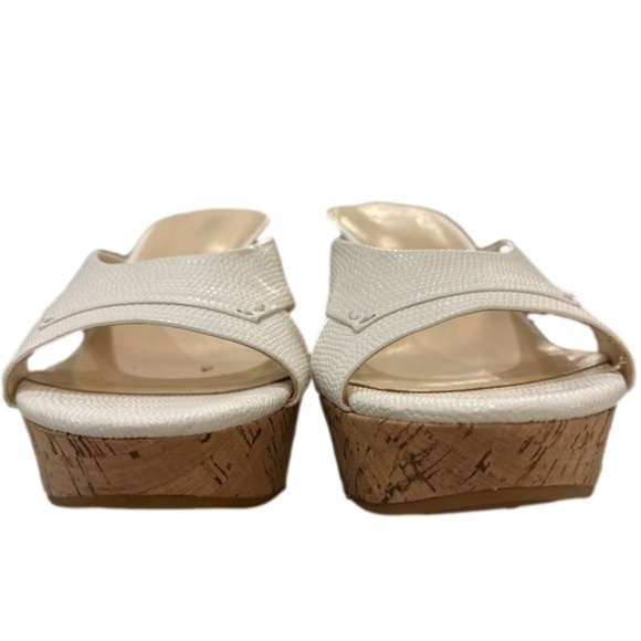 Nine West Cork Wedges Slip On Open Toe White Sandals size 9.5 - Picture 7 of 11